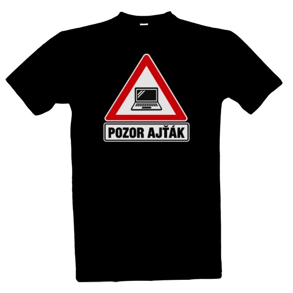 Tričko s potiskem Pozor ajťák